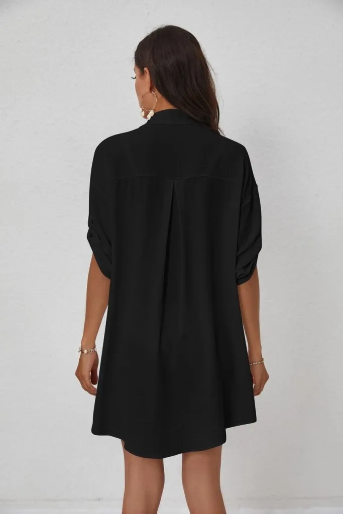 3/4 Sleeve Bikini  Button Down Cover Up