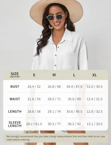 3/4 Sleeve Bikini  Button Down Cover Up