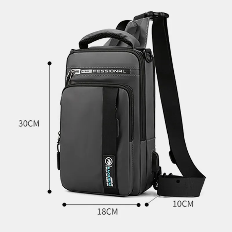 4 Way-use Lightweight Multi-Pocket Classic Sling Bag With USB Charging Port