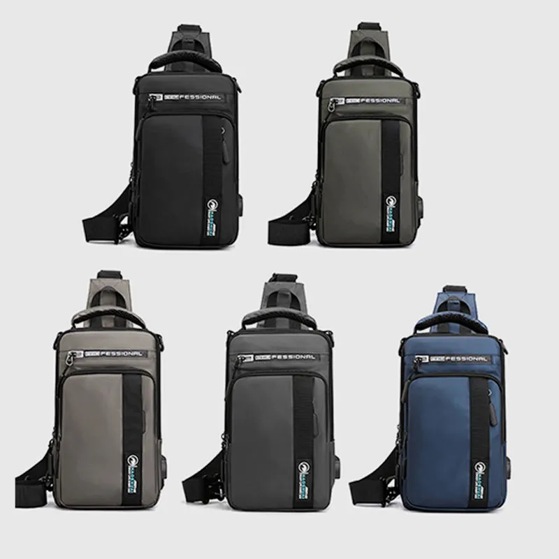 4 Way-use Lightweight Multi-Pocket Classic Sling Bag With USB Charging Port