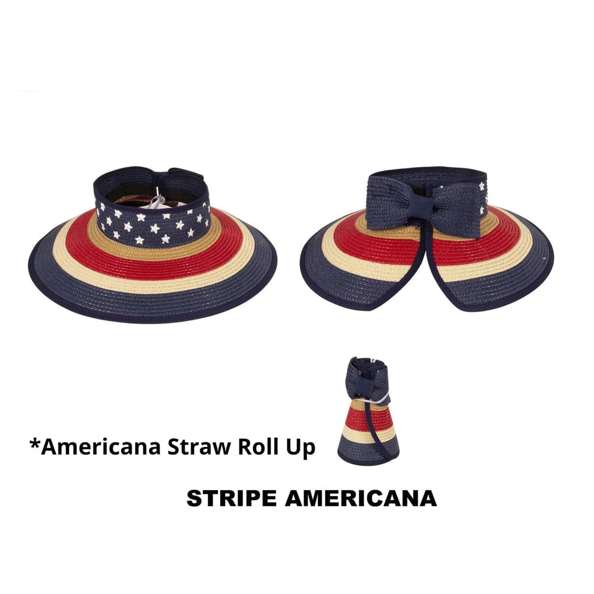 Americana Patriotic Rollable Visor For Adventures, 4th Of July, American Flag Print, Easy To Travel And Roll