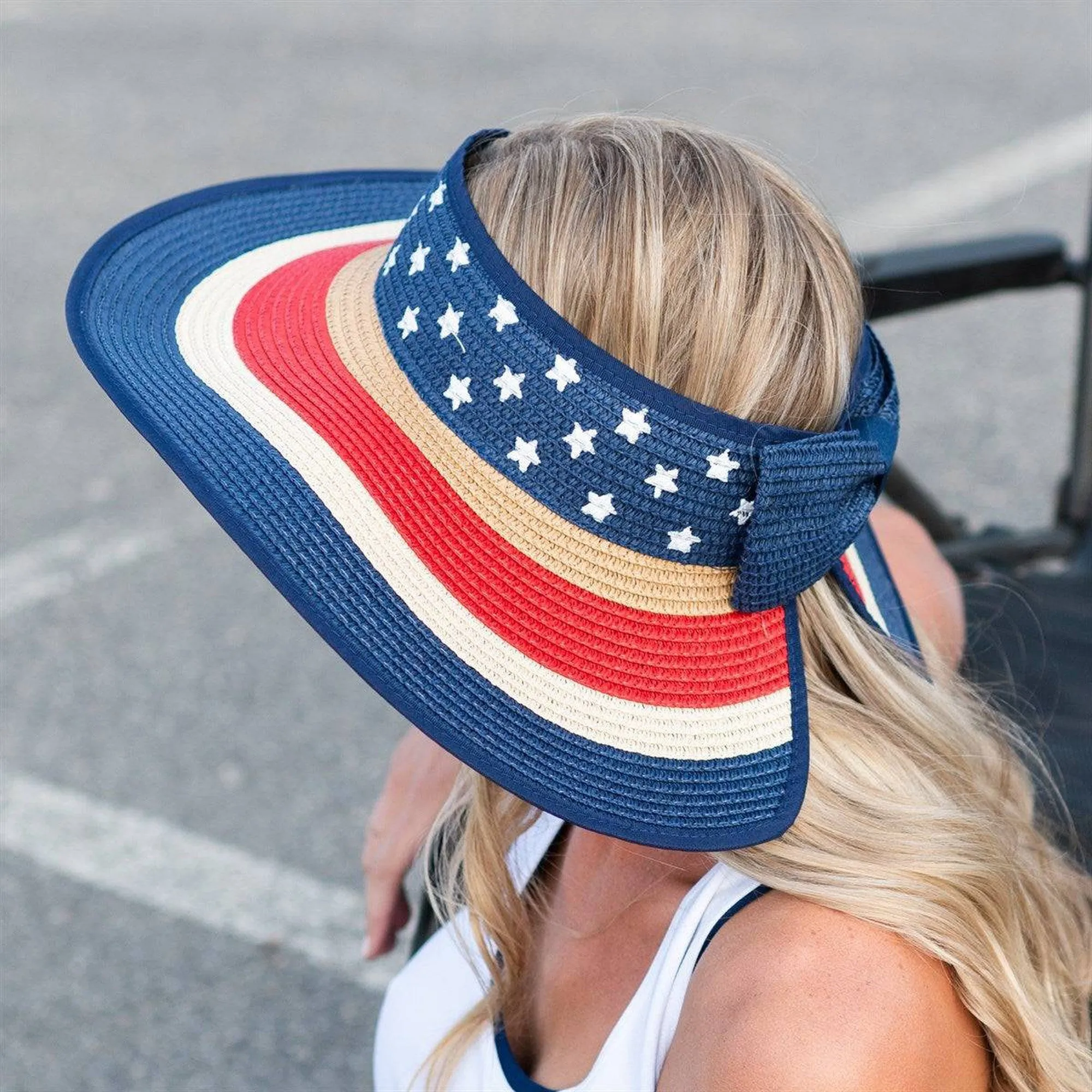 Americana Patriotic Rollable Visor For Adventures, 4th Of July, American Flag Print, Easy To Travel And Roll