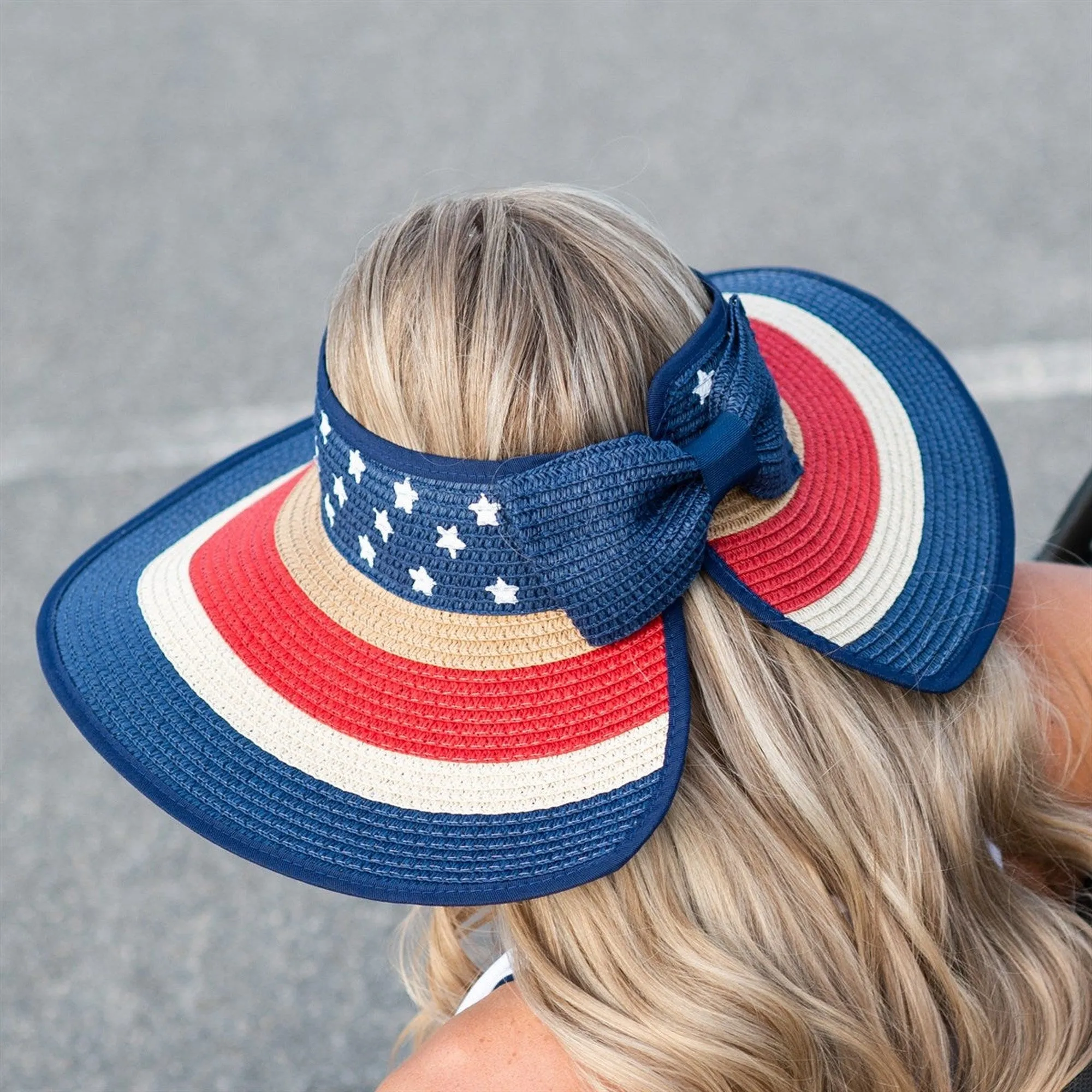 Americana Patriotic Rollable Visor For Adventures, 4th Of July, American Flag Print, Easy To Travel And Roll