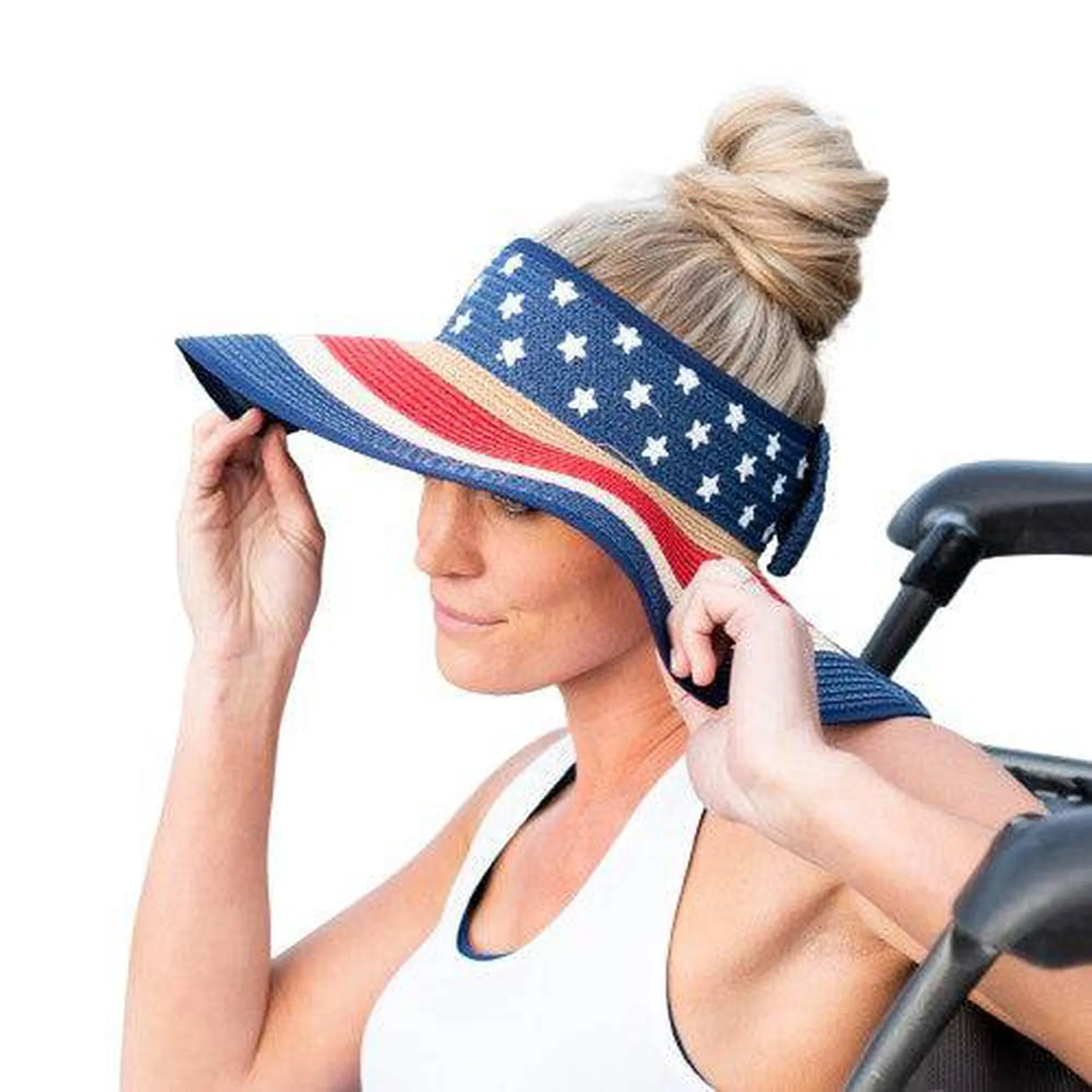 Americana Patriotic Rollable Visor For Adventures, 4th Of July, American Flag Print, Easy To Travel And Roll