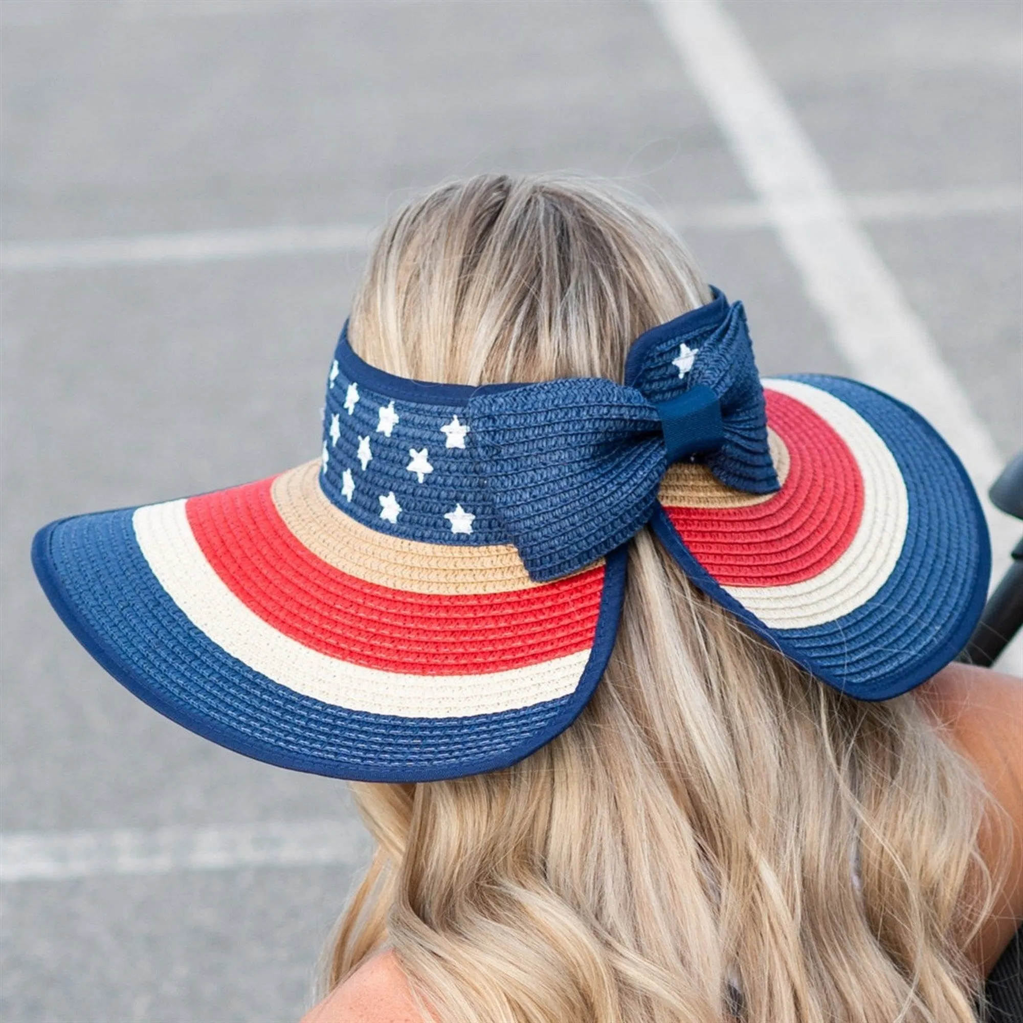 Americana Patriotic Rollable Visor For Adventures, 4th Of July, American Flag Print, Easy To Travel And Roll