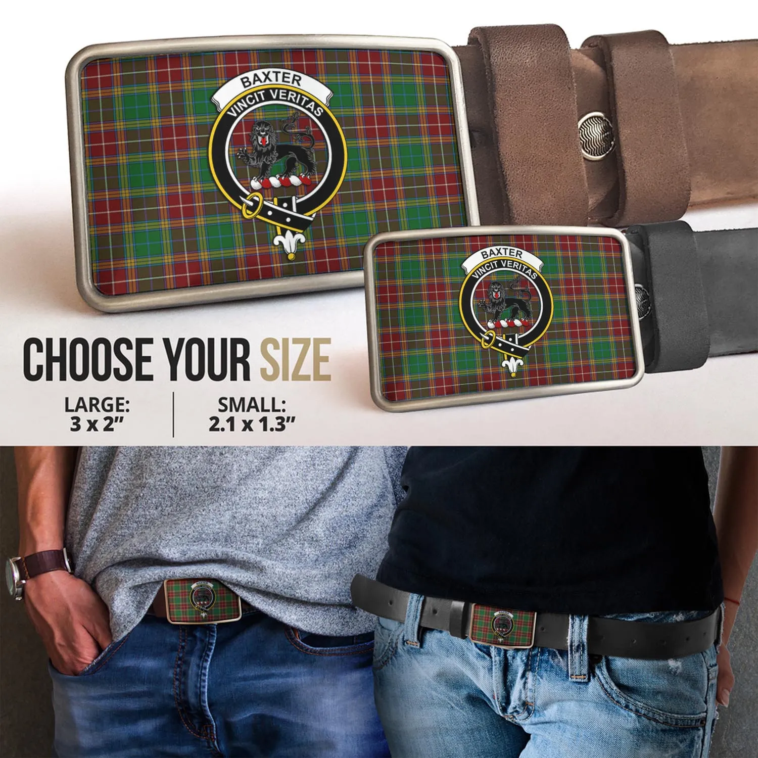 Baxter Tartan Belt Buckles with Family Crest