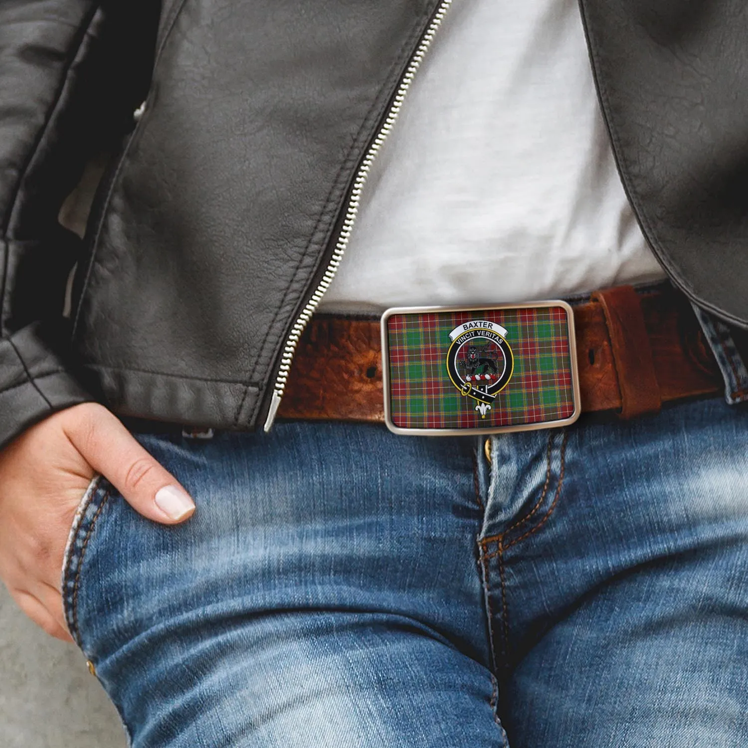 Baxter Tartan Belt Buckles with Family Crest