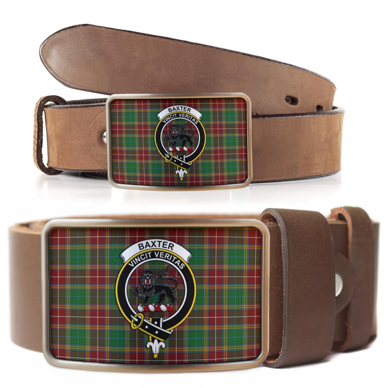 Baxter Tartan Belt Buckles with Family Crest