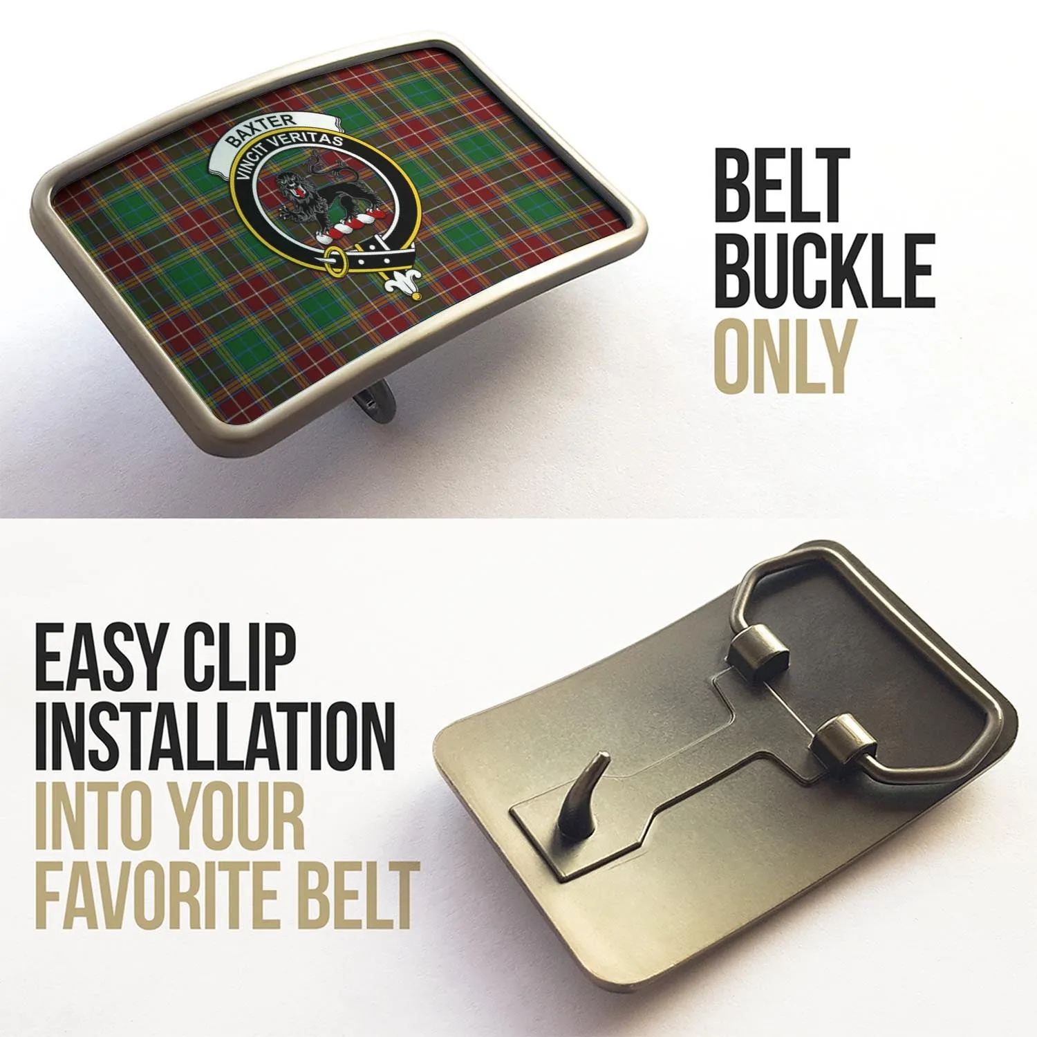 Baxter Tartan Belt Buckles with Family Crest