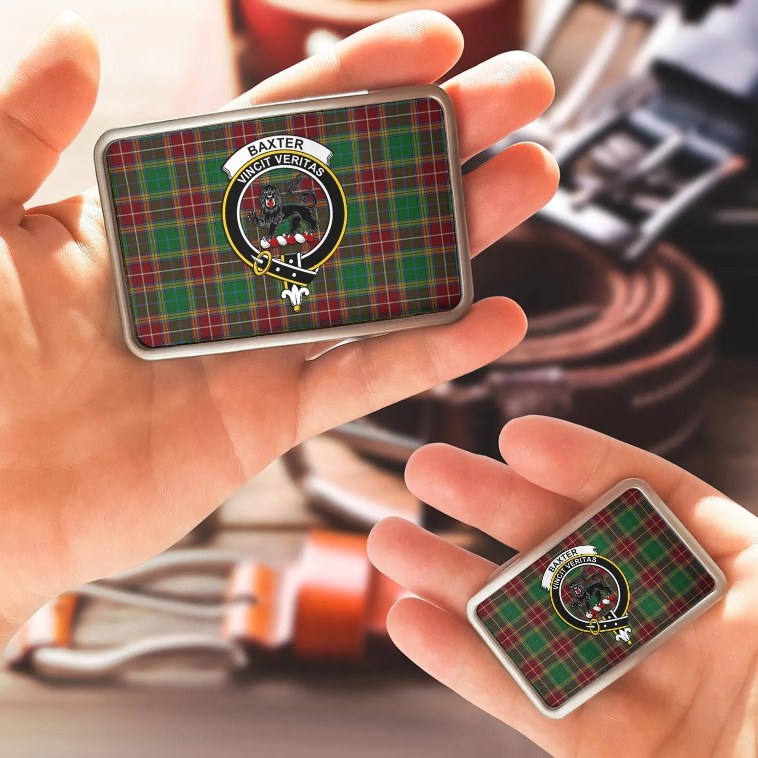 Baxter Tartan Belt Buckles with Family Crest