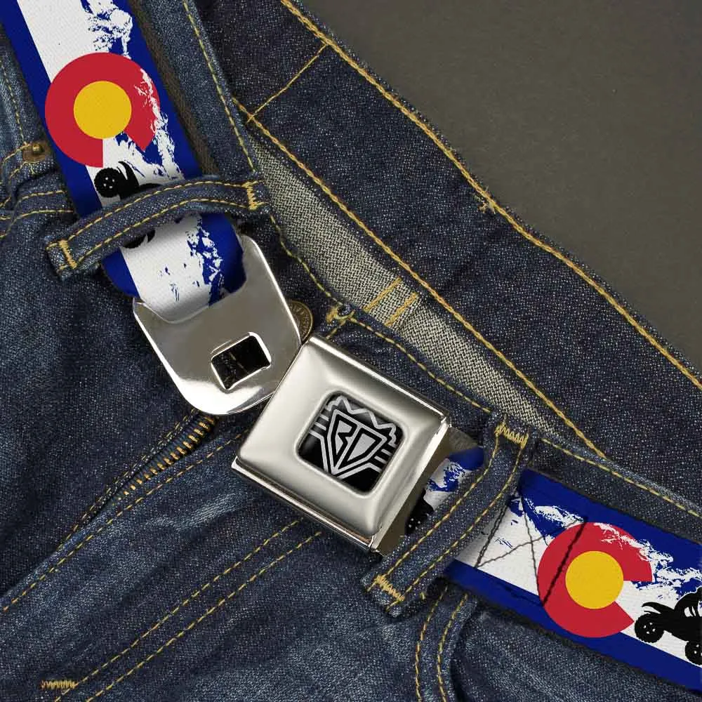 BD Wings Logo CLOSE-UP Full Color Black Silver Seatbelt Belt - Colorado/ATV Rider/Mountains Webbing