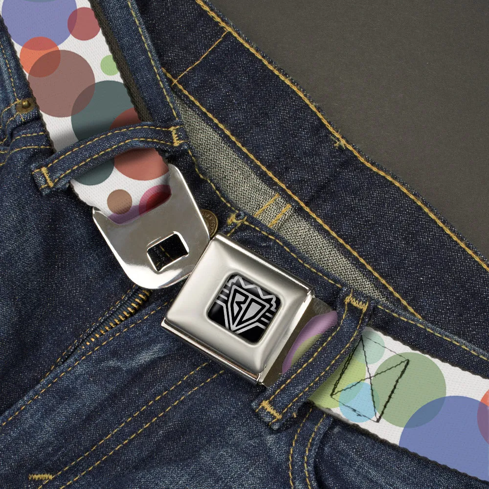 BD Wings Logo CLOSE-UP Full Color Black Silver Seatbelt Belt - Dots White/Transparent Multi Color Webbing