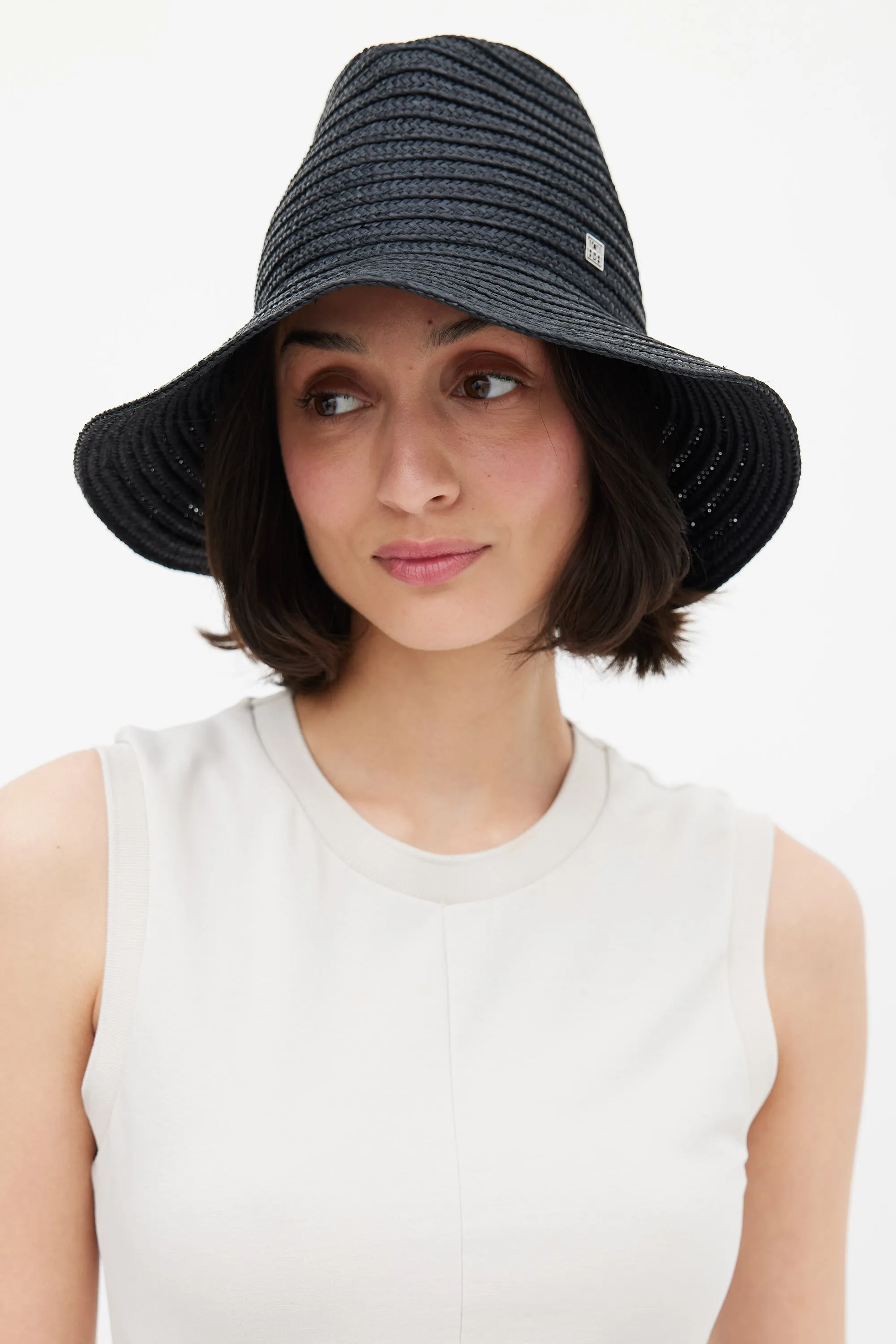 Black Panama Interwoven Sun Hat