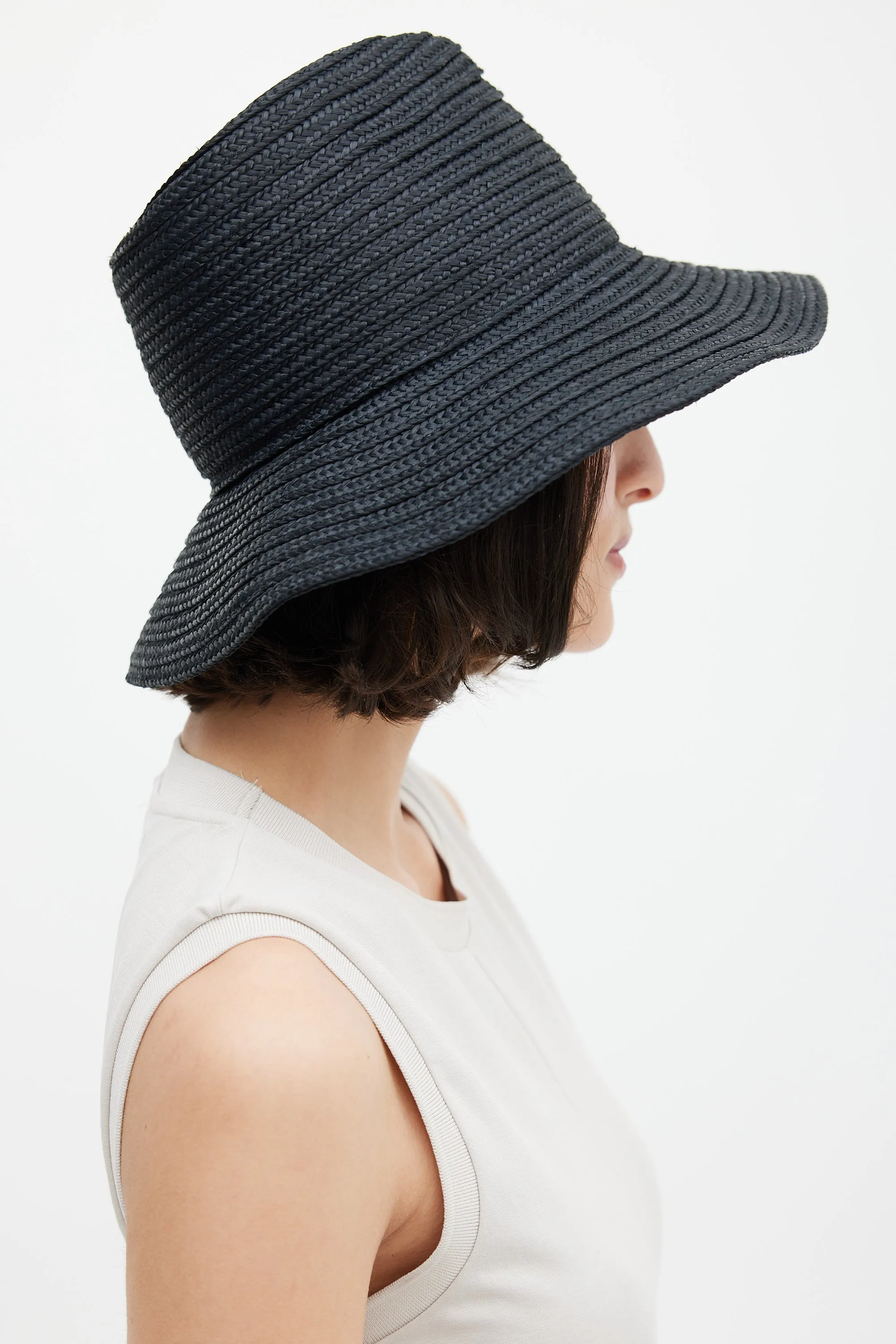 Black Panama Interwoven Sun Hat