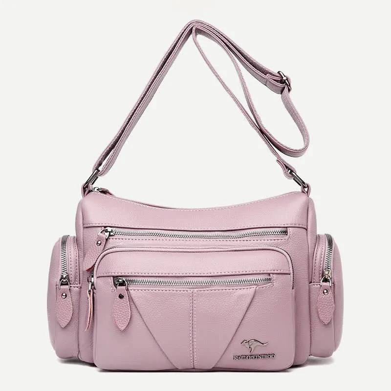 Casual Crossbody Purse for Women Multi-Pocket PU Leather Shoulder Handbag