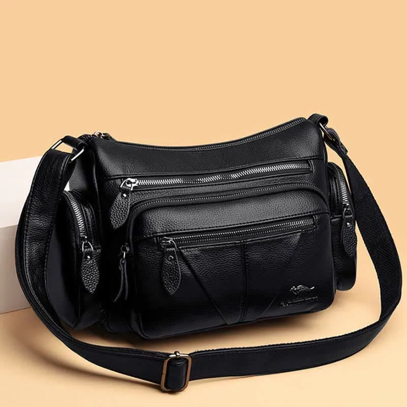 Casual Crossbody Purse for Women Multi-Pocket PU Leather Shoulder Handbag