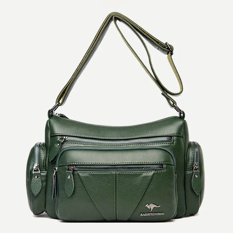 Casual Crossbody Purse for Women Multi-Pocket PU Leather Shoulder Handbag