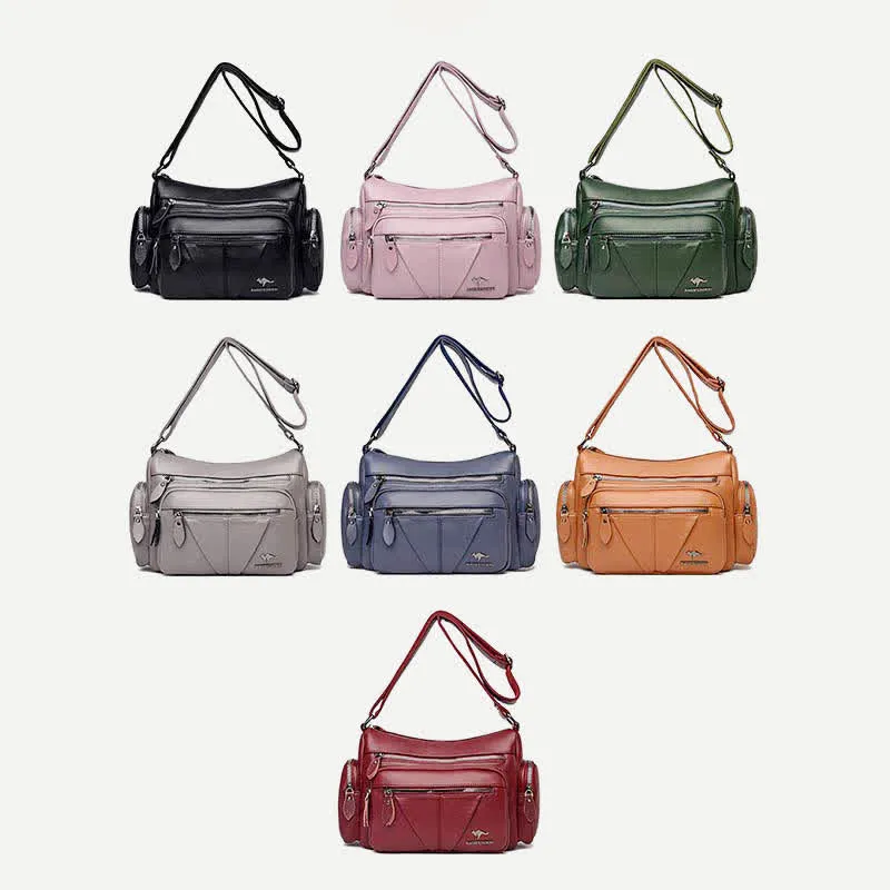 Casual Crossbody Purse for Women Multi-Pocket PU Leather Shoulder Handbag