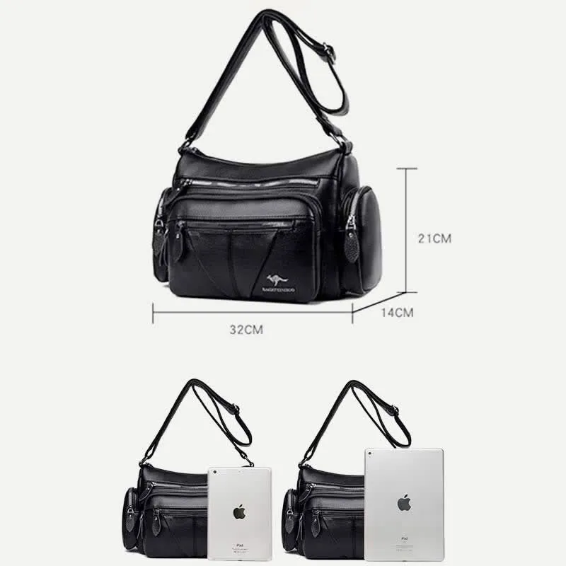 Casual Crossbody Purse for Women Multi-Pocket PU Leather Shoulder Handbag