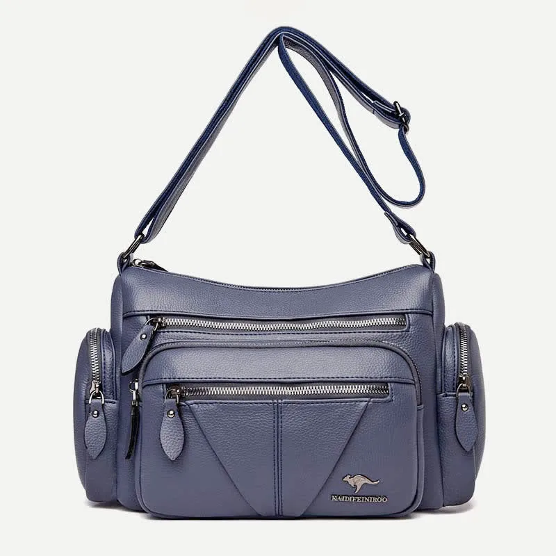 Casual Crossbody Purse for Women Multi-Pocket PU Leather Shoulder Handbag