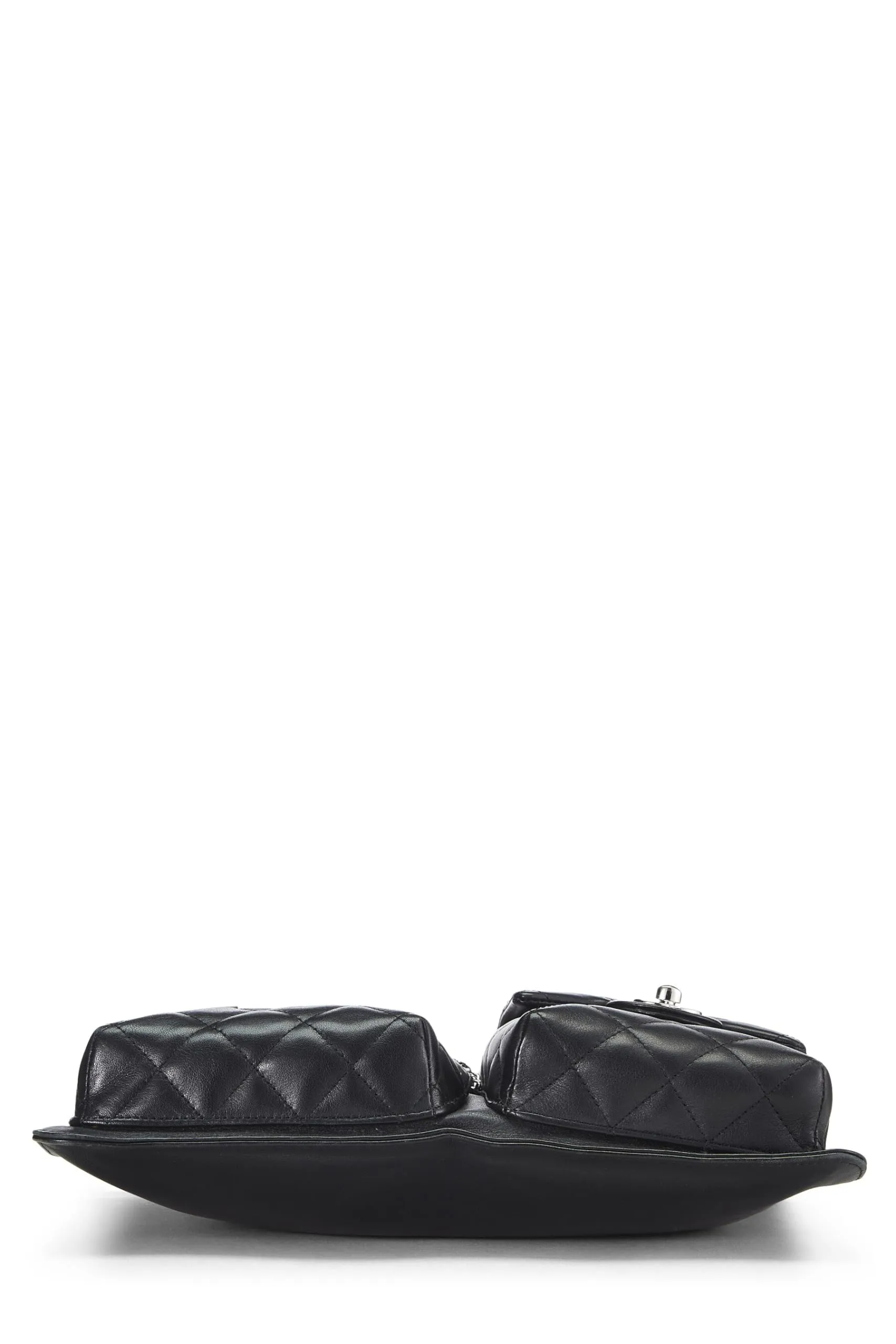 Chanel,  Black Calfskin Cambon Ligne Multi Pocket Shoulder Bag, Black