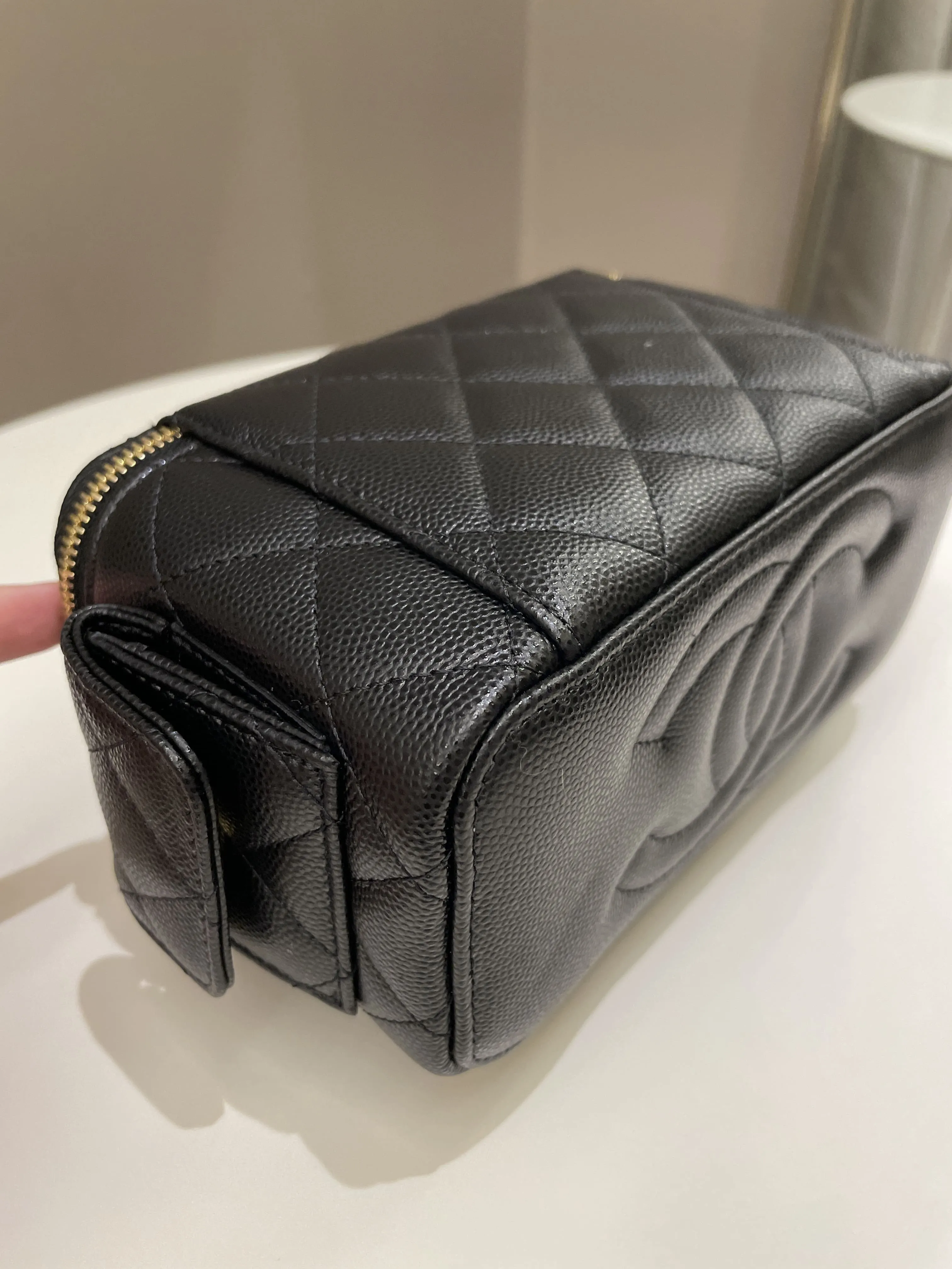 Chanel Polly Pocket Multi Pocket Vanity Case Bag Black Caviar