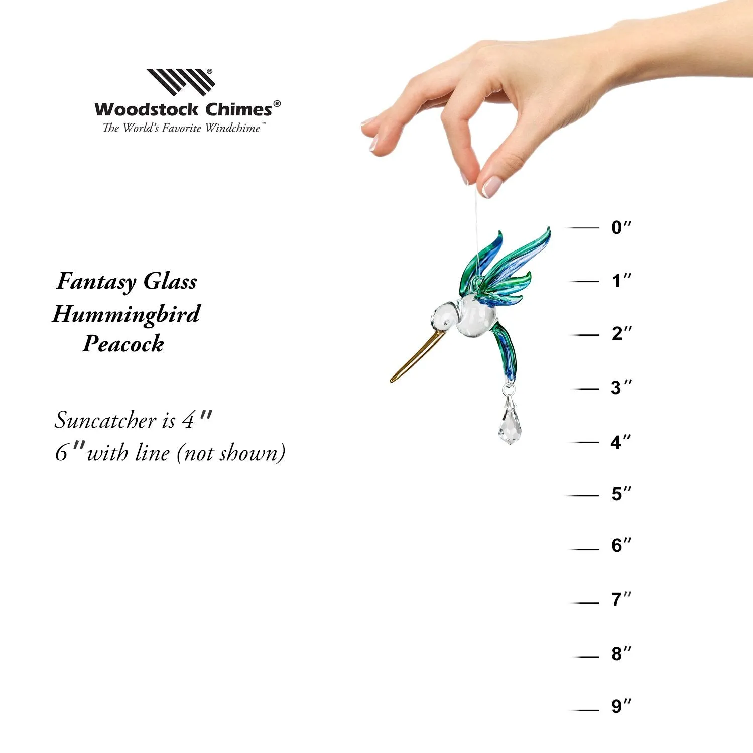 Fantasy Glass Suncatcher - Hummingbird, Peacock