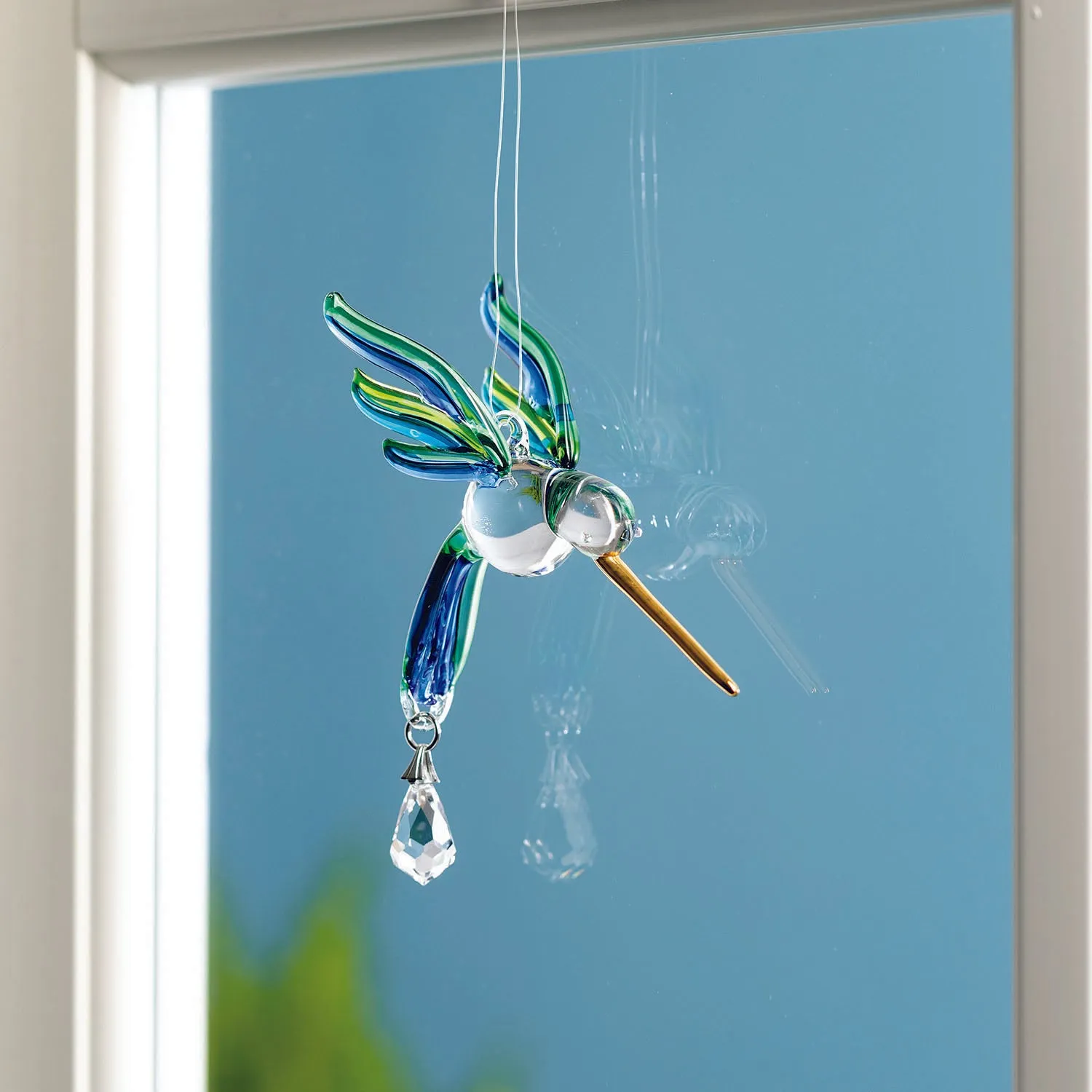 Fantasy Glass Suncatcher - Hummingbird, Peacock