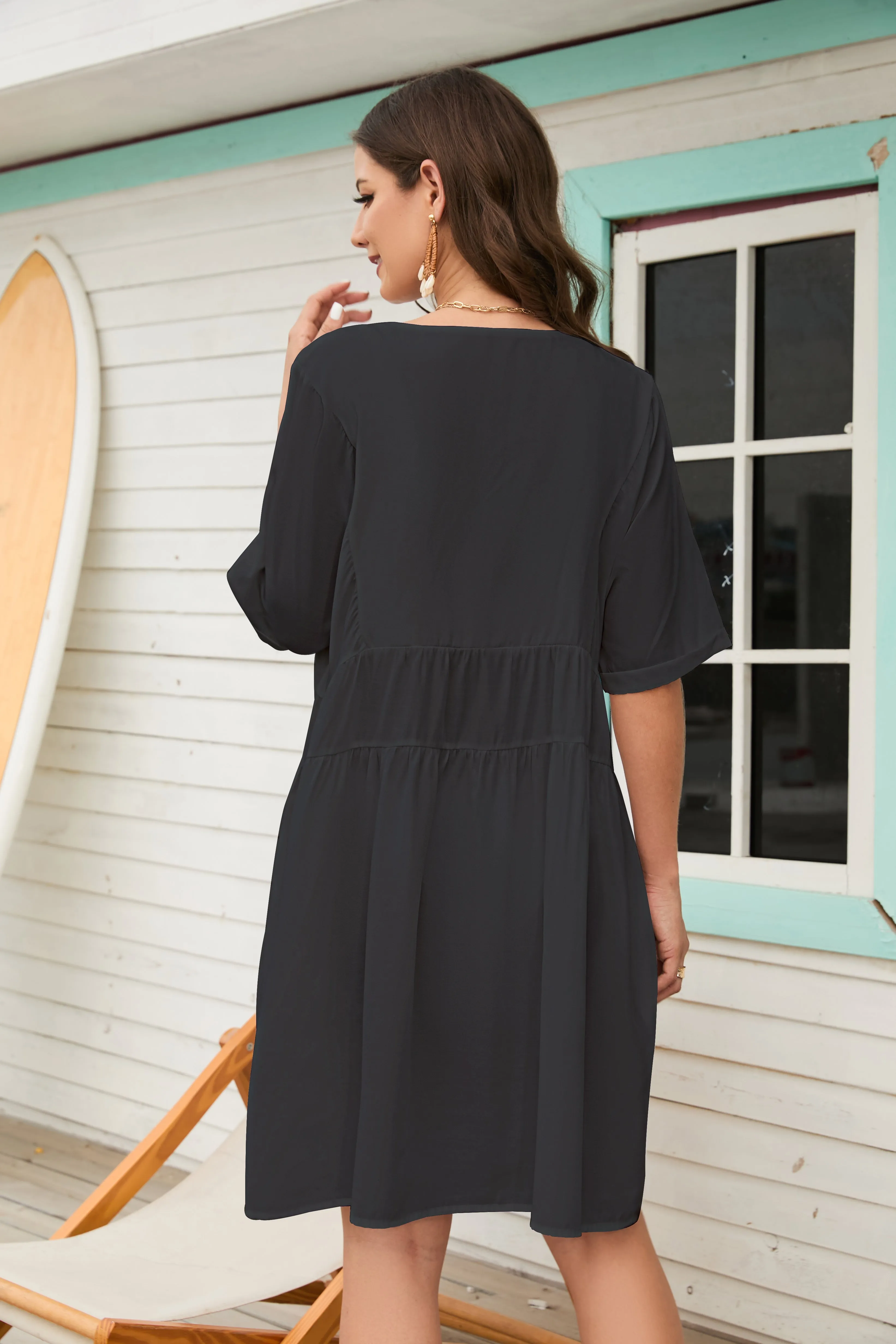 Flowy V-Neck Beach Dress: Women's Swimsuit Cover Up