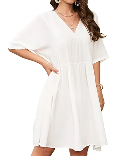 Flowy V-Neck Beach Dress: Women's Swimsuit Cover Up