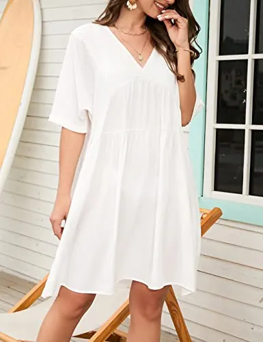 Flowy V-Neck Beach Dress: Women's Swimsuit Cover Up