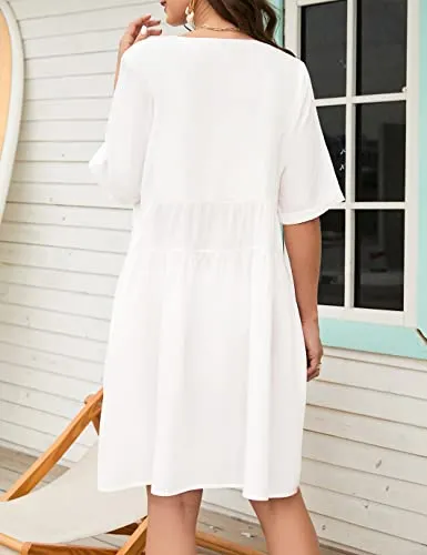 Flowy V-Neck Beach Dress: Women's Swimsuit Cover Up