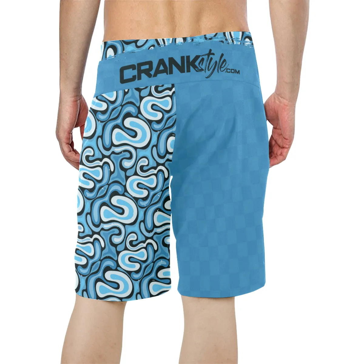 Graffiti Light Blue Check Board Shorts