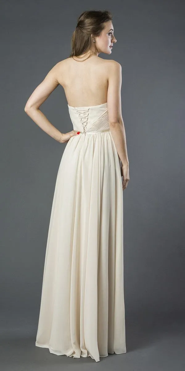 J&J Fashion 111 Strapless Long Formal Dress Lace-Up Back