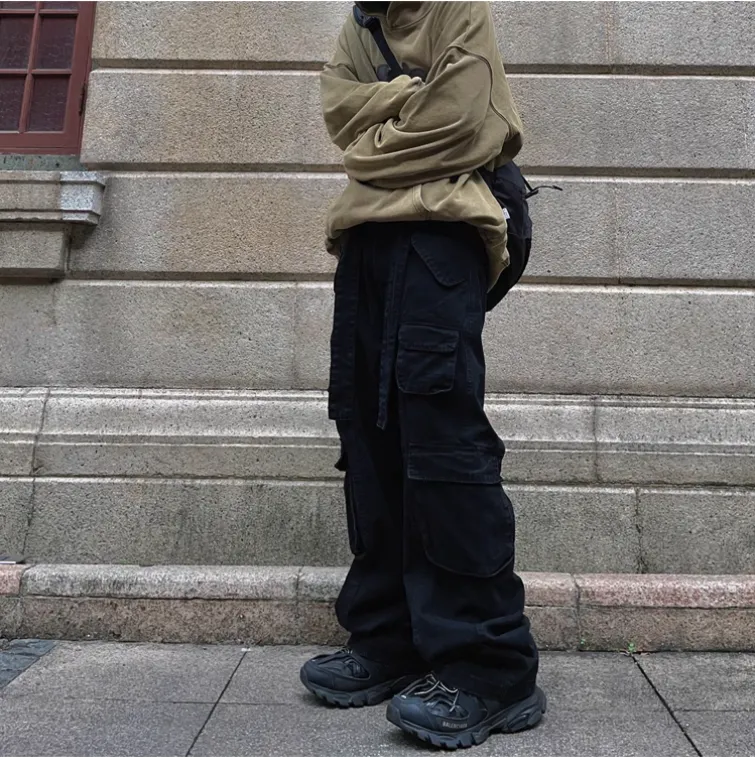 Multi-pocket Washed Cargo Pants