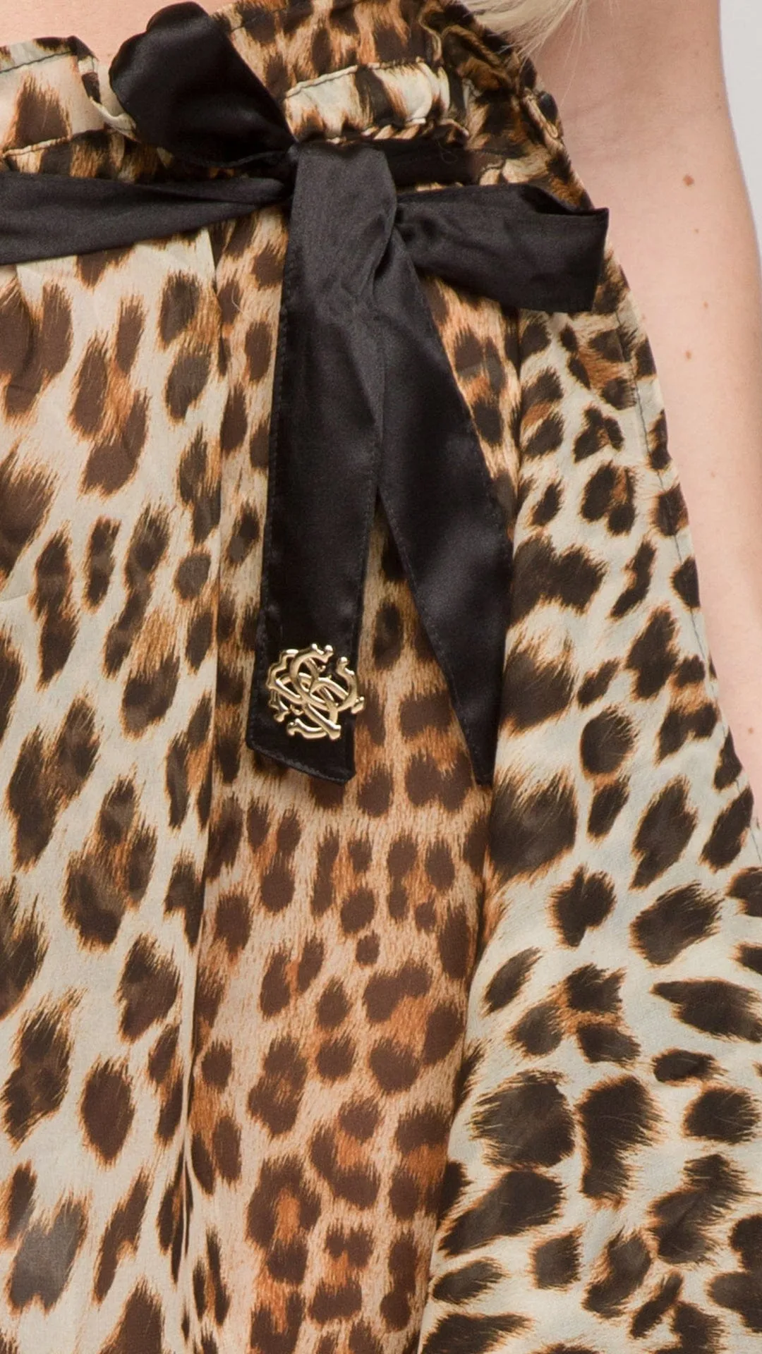 Roberto Cavalli  Cheetah Printed Chiffon Cover Up Skirt-