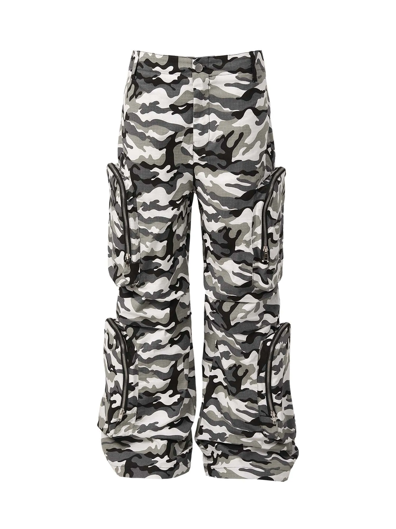 Thesupermade High Street Multi-Pocket Zipper Camouflage Pants