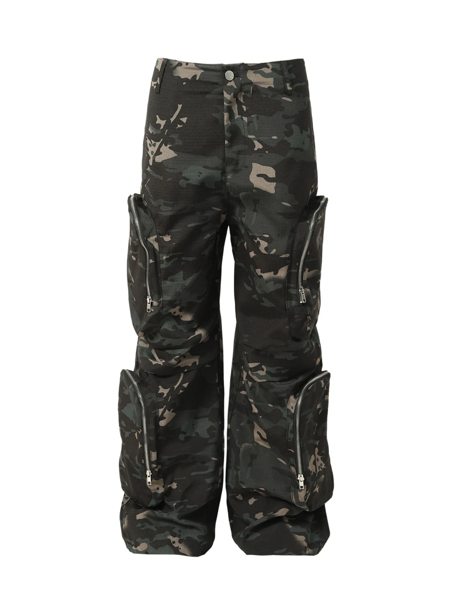 Thesupermade High Street Multi-Pocket Zipper Camouflage Pants
