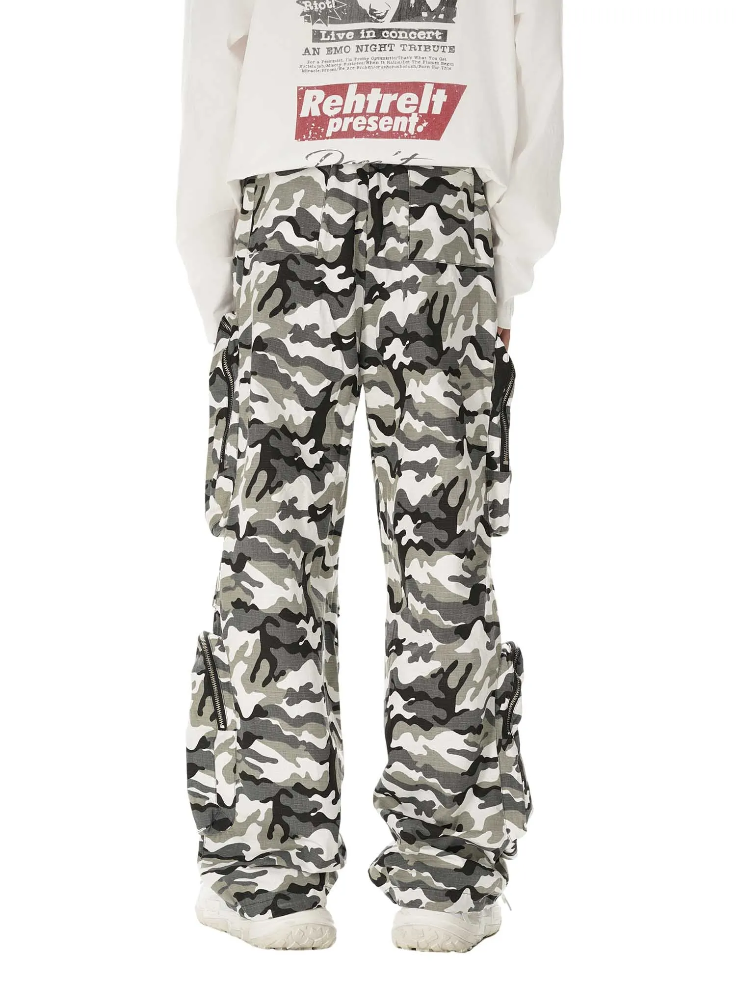 Thesupermade High Street Multi-Pocket Zipper Camouflage Pants