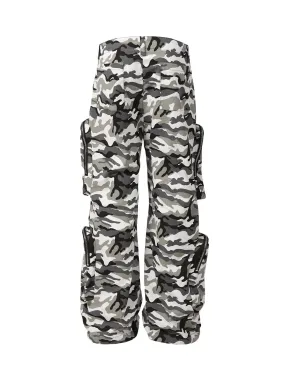 Thesupermade High Street Multi-Pocket Zipper Camouflage Pants