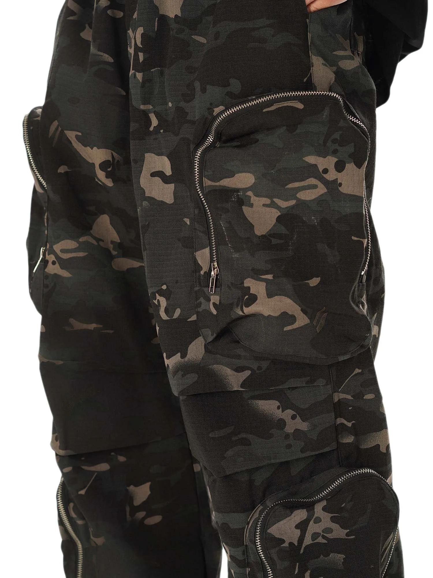 Thesupermade High Street Multi-Pocket Zipper Camouflage Pants