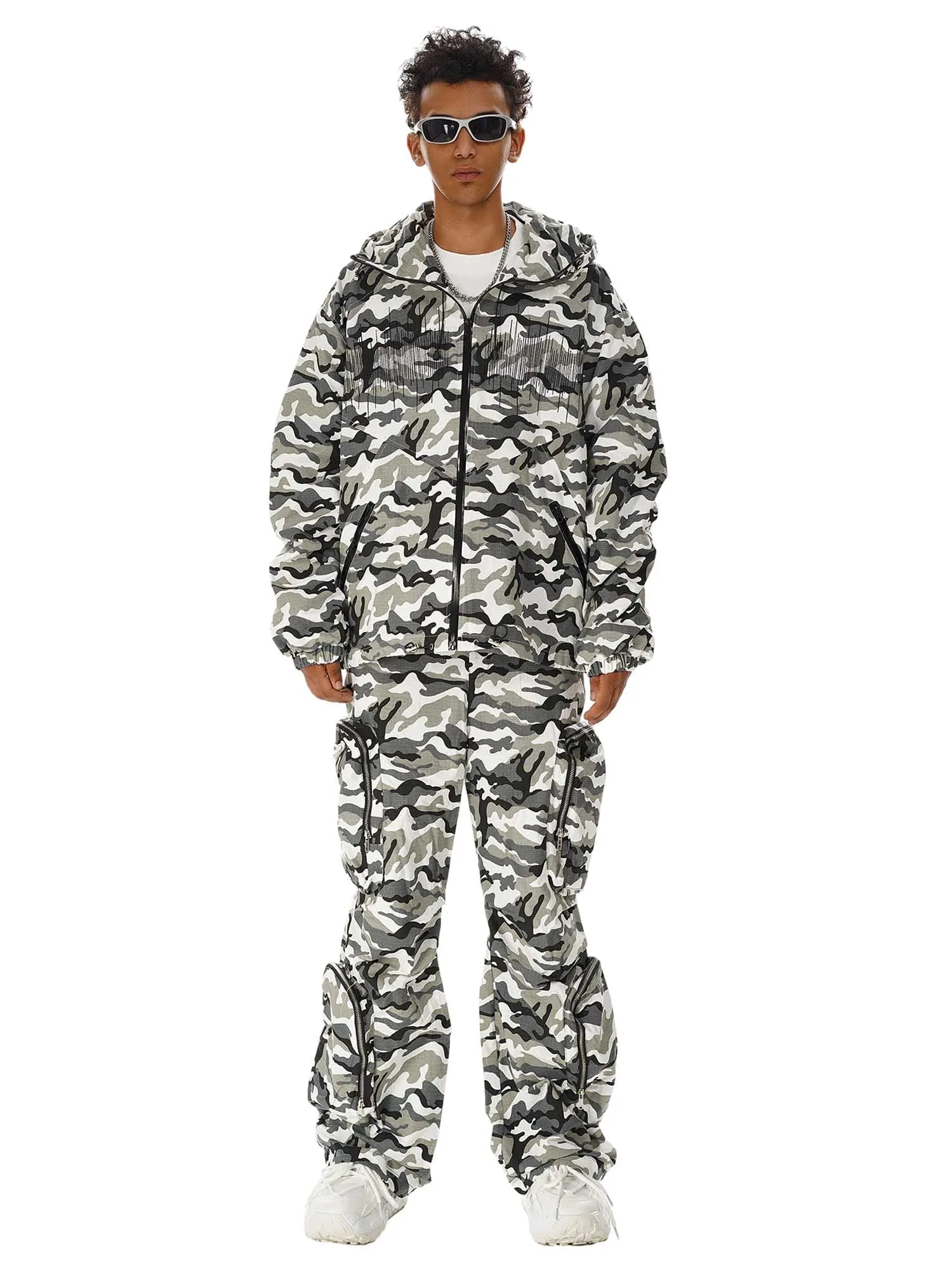 Thesupermade High Street Multi-Pocket Zipper Camouflage Pants