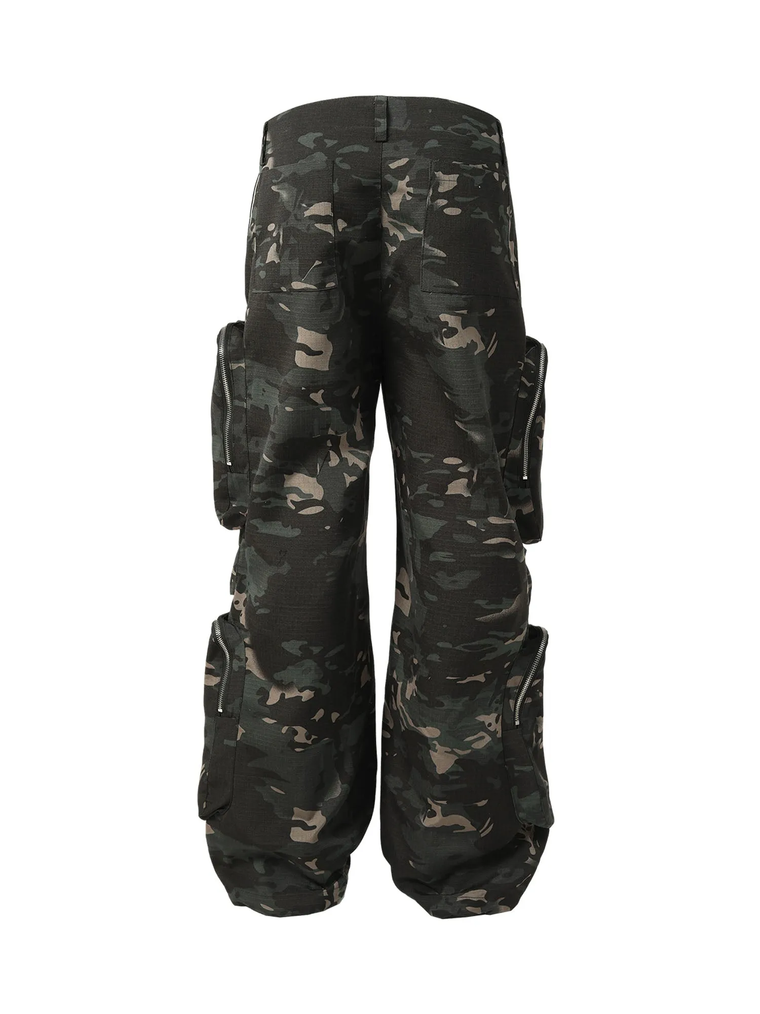 Thesupermade High Street Multi-Pocket Zipper Camouflage Pants