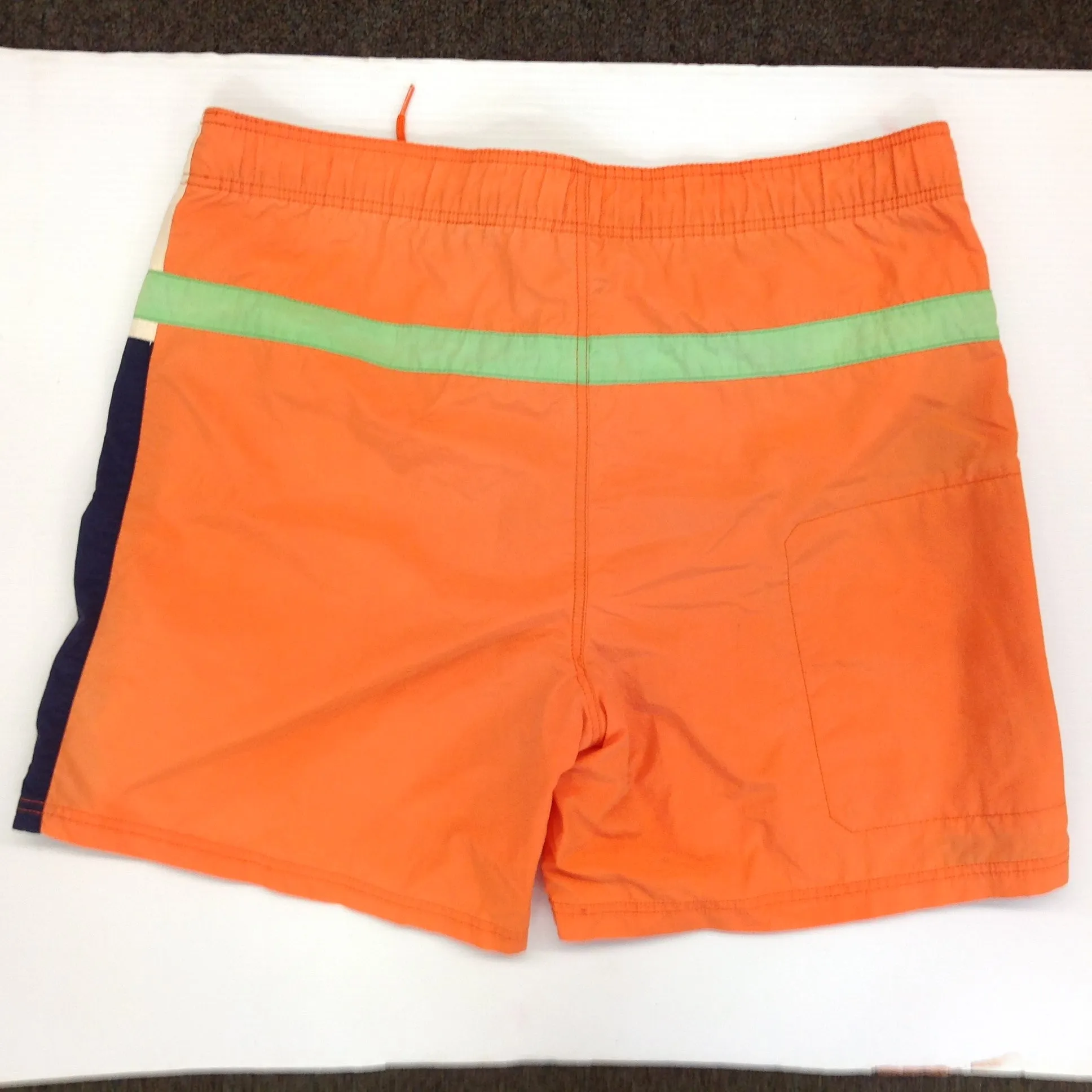 Vintage Nautica Men's Large Nylon Polyester Bathing Suit Swim Trunks Board Shorts Orange Neon Green Navy Blue Blocks