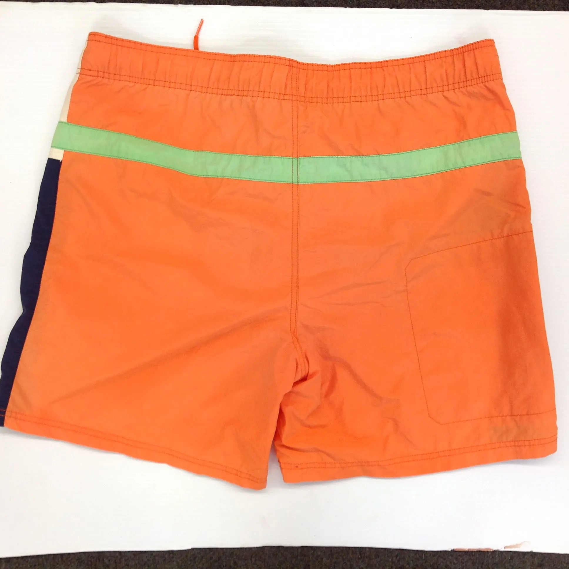 Vintage Nautica Men's Large Nylon Polyester Bathing Suit Swim Trunks Board Shorts Orange Neon Green Navy Blue Blocks