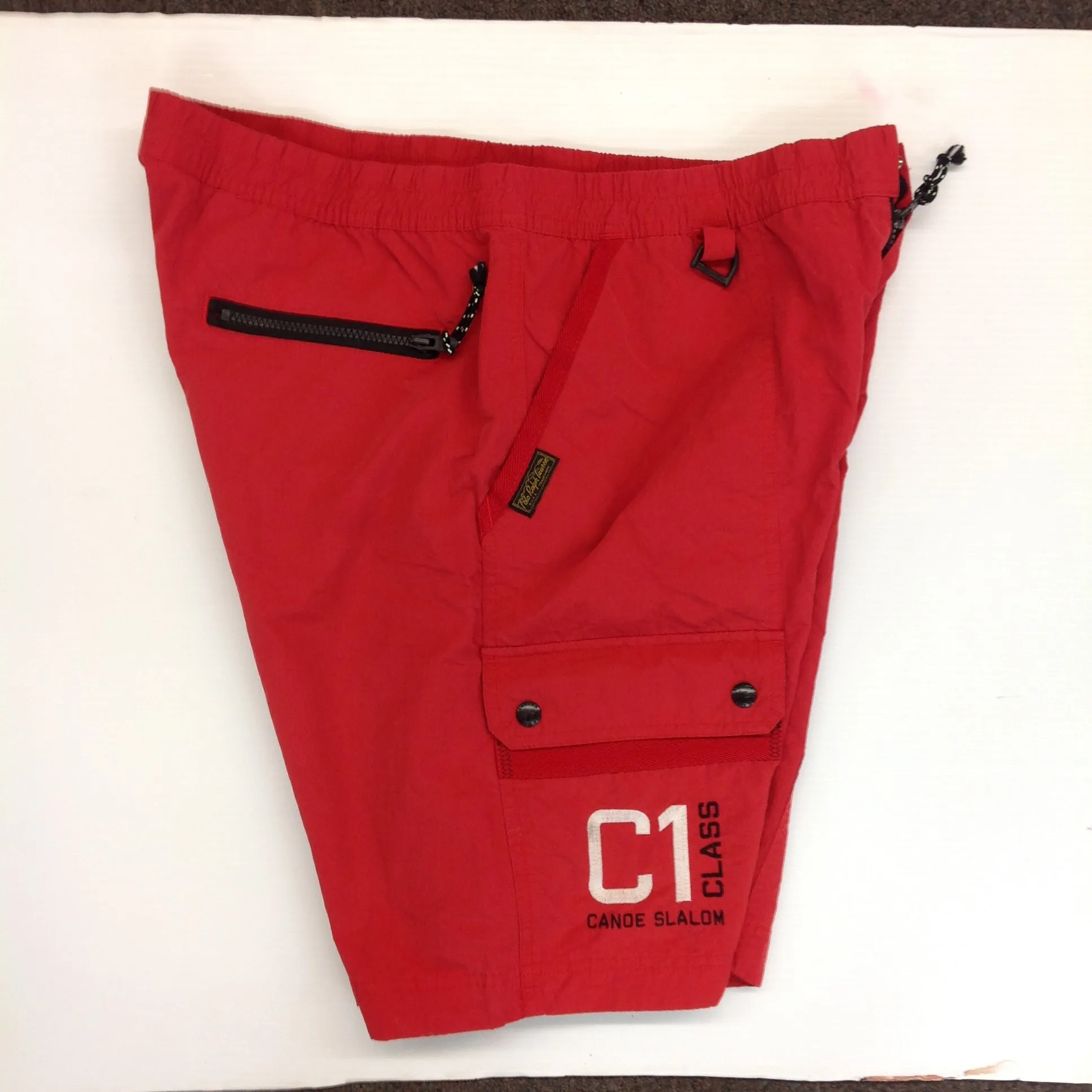 Vintage Polo by Ralph Lauren Red Men's XL C1 Class Canoe Slalom Swim Trunks Board Shorts Bathing Suit