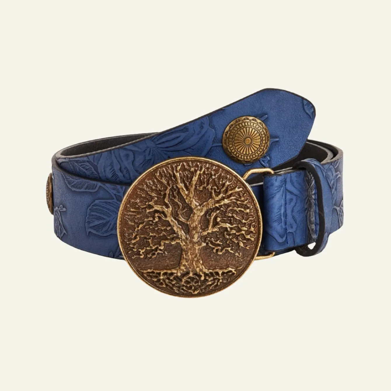 Vintage Tree Pattern Buckle Belt